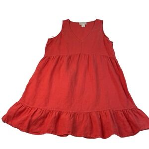 Cynthia Rowley Red 100% Linen Sleeveless Sundress Size L Casual Chic Dress